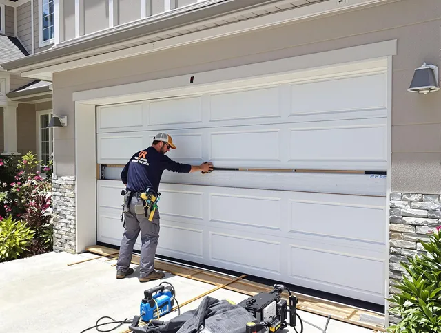 Walnut Garage Door Repair team performing complete garage door replacement at Walnut residence