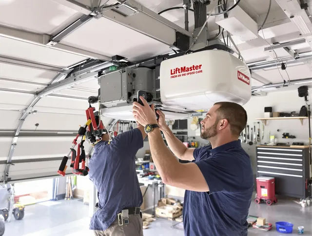 Walnut Garage Door Repair technician performing advanced diagnostics on garage opener in Walnut