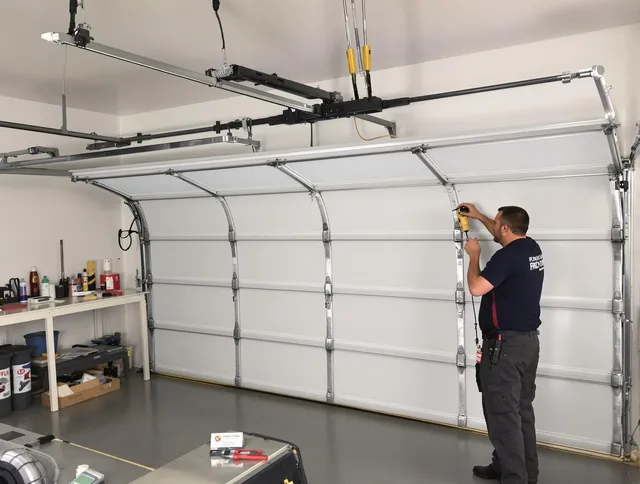 Walnut Garage Door Repair certified technician performing overhead door system repair in Walnut